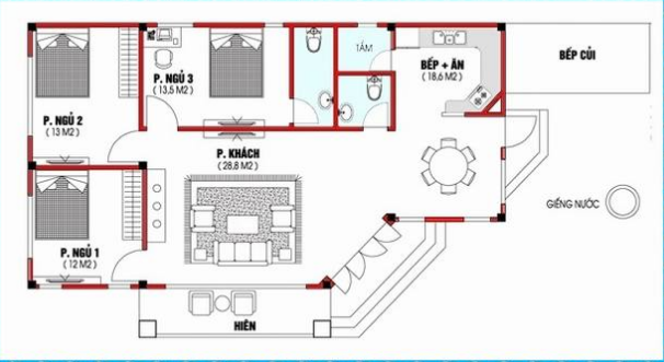 Nhà cấp 4 3 phòng ngủ chi phí 200 triệu