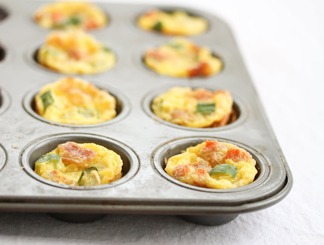 close-up photo of baked Mini Frittatas in a muffin pan