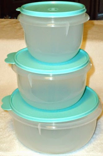  Tupperware 3pc Classic Mixing Bowl SET 4 +8+12 Cups Mint Green Seal