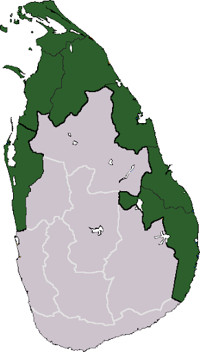 Area that is claimed for Tamil Eelam