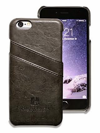 iPhone 6 Wallet Case - Slim Profile in Smoky Black Leather - Protective and Light Carrying Cover- Stylish and Durable Card Holder - Designer Thin Profile - Fits Snugly with Protective Lip - Rugged and Best Leather - Non Slip - Suits 4.7 Inches- For Women And Men - Quality Apple Accessory for AT&T, ...
