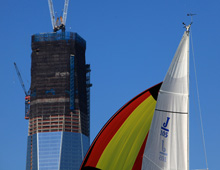 J/105s sailing - Freedom Tower in background in New York