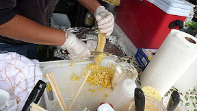Elote in progress at the Pike Place Market in Seattle in 2009