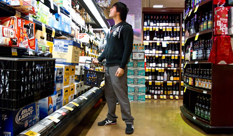 Gray Karate Casuals shopping at the grocery