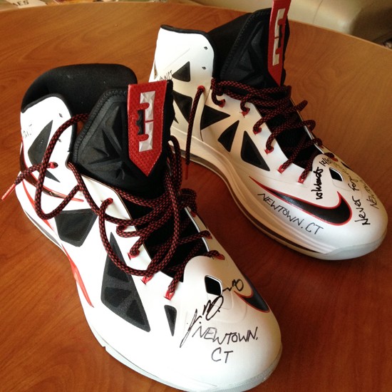 LBJ amp Upper Deck Auction Gameworn Shoes to Support Victims of Newtown