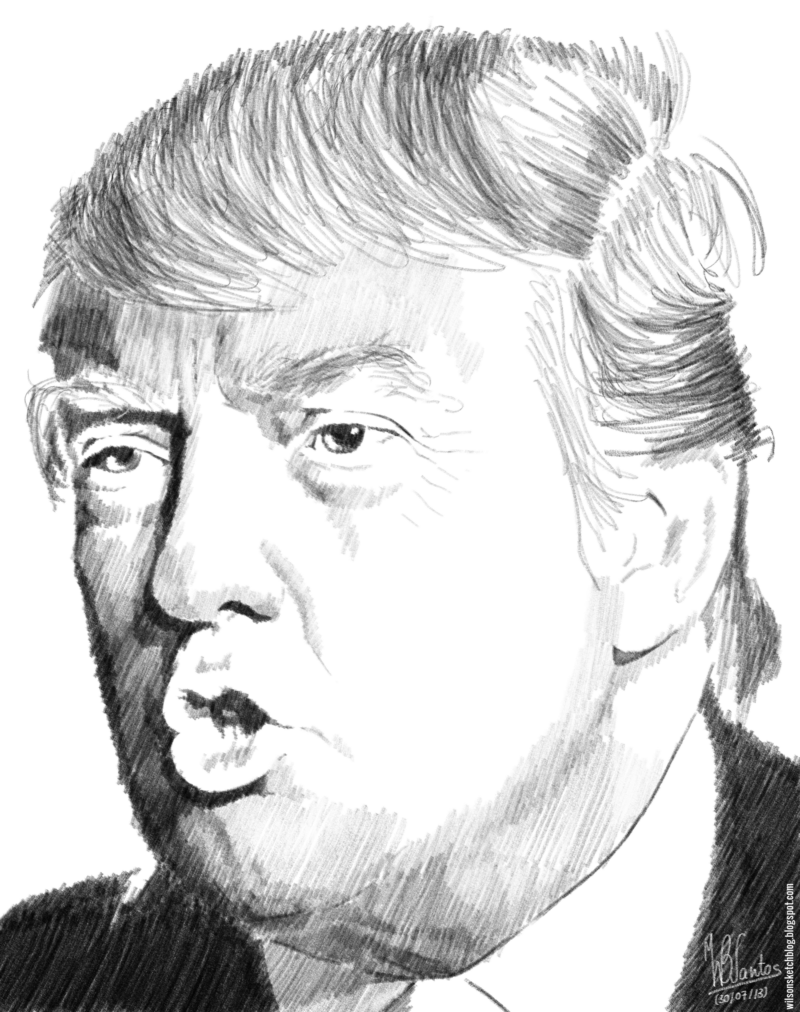 Cartoon Trump Drawing Sketch for Beginner