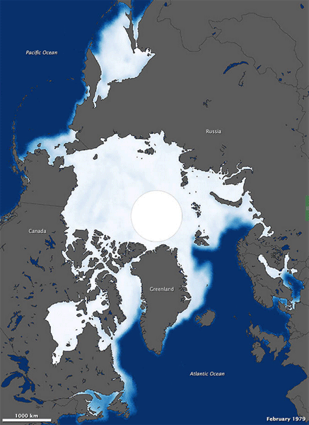 La superficie global de hielo marino de la Tierra desciende