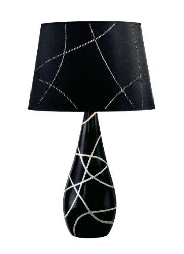 Lite Source LS-21018BLK/BLK Dorotea Ceramic Table Lamp, Black Body with Black Fabric Shade