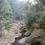 Boarding House dam creek and timber bridge in the Watagans (65988)