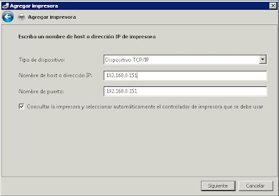 Instalar impresora con IP en Windows Server 2008