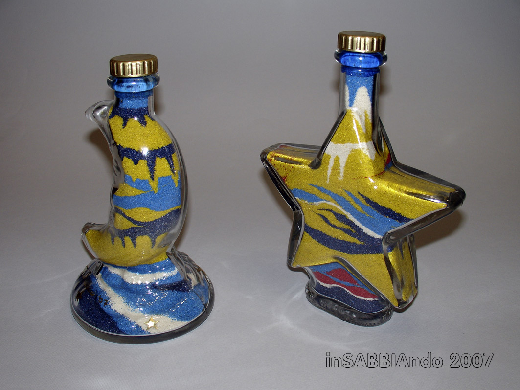inSABBIAndo: Sand bottles: Stella e Luna, bottiglie decorate con sabbia  colorata.
