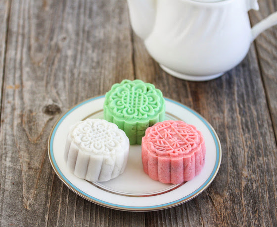 photo of three Snow Skin Mooncakes on a plate