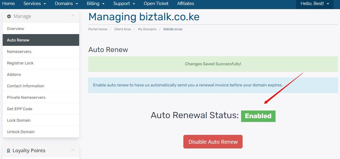 enable automatic renewal