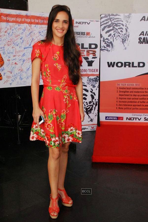 Tara Sharma during the Save Our Tigers, campaign, on the World Tiger Day in Mumbai,  on July 29, 2014. (Pic: Viral Bhayani)<br /> <br /> <br /> <br /> 