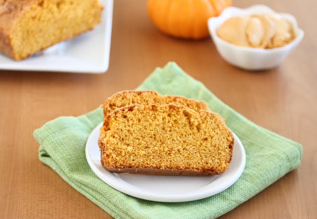 photo of two slices of Pumpkin Ice Cream Bread