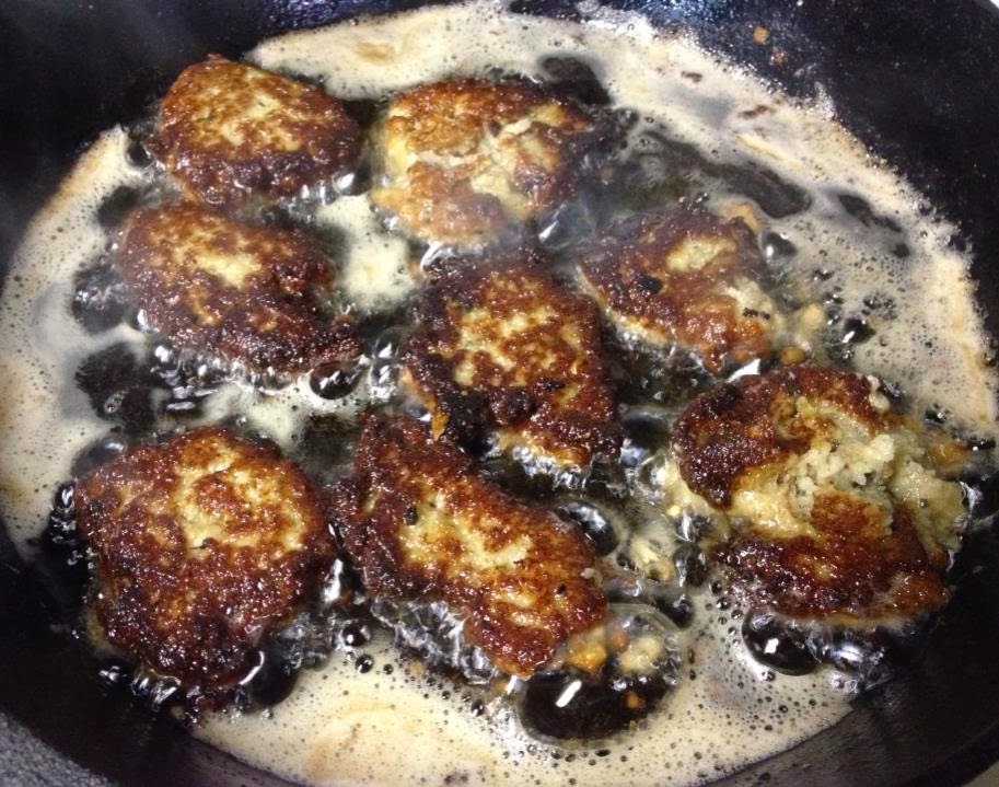 Eggplant Fritters (Polpette di Melanzane) frying