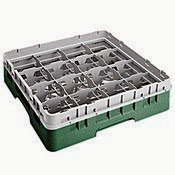  Cambro Camrack 16 Compartment Glass Rack with Extender Sherwood Green, Full Size (Case of 5)
