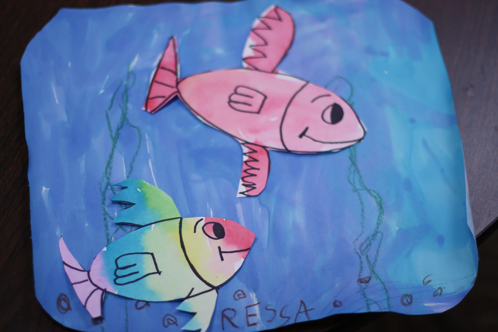 How to Draw a Fish and Collage on Painting - Fairy Dust Teaching