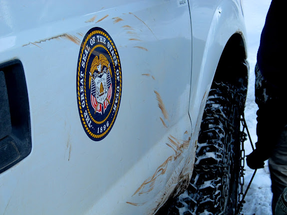 Damage to the ranger's truck