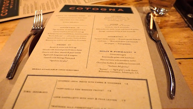 SF - Cotogna (Jackson Square) - menu