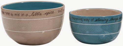  My Soul's Window 4931 Mixing Bowls with Saying, 9-1/2 and 8-1/4-Inch, Blue, Set of 2