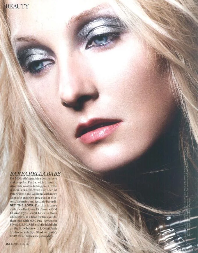 Maggie Rizer Sports Glamorous Eye Makeup for Marie Claire UK April 2011