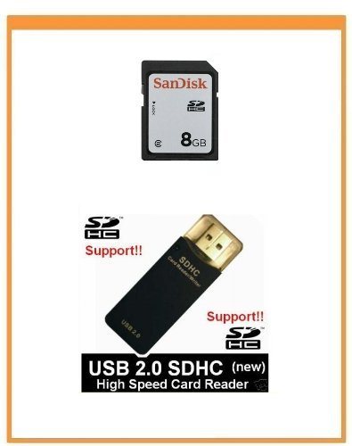 NEW SanDisk 8GB Class2 SDHC Memory Card (Bulk) + USB2.0 High Speed Card Reader