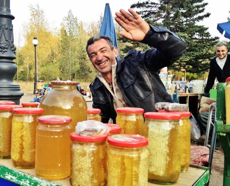 Honey seller in Jermuk, Armenia