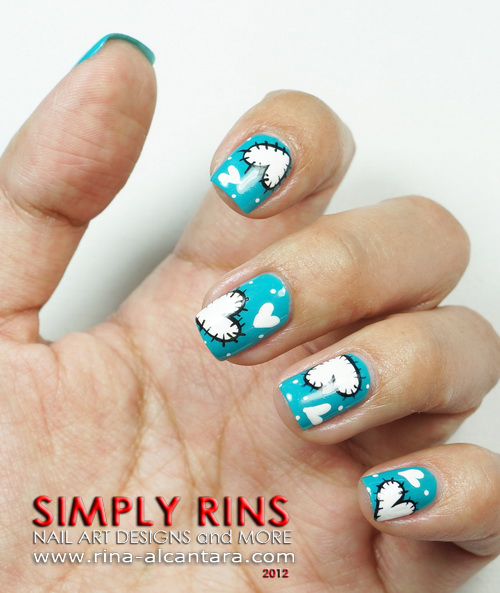 Heart Patches Nail Art Design