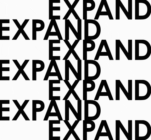 word art of the word "expand" expanding to show how an animation podcast can expand your reach