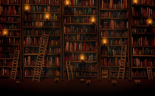 Random Thoughts ‎: المكتبة في الليل
