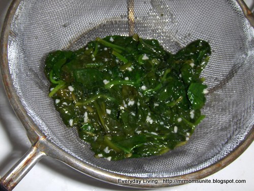 photo of the spinach drained