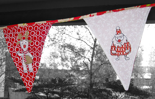 Christmas bunting tutorial - Raw edge free motion embroidery 