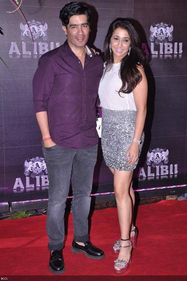 Manish Malhotra and Krishika Lulla during Bollywood actress Sridevi's birthday party, held in Mumbai, on August 17, 2013. (Pic: Viral Bhayani)