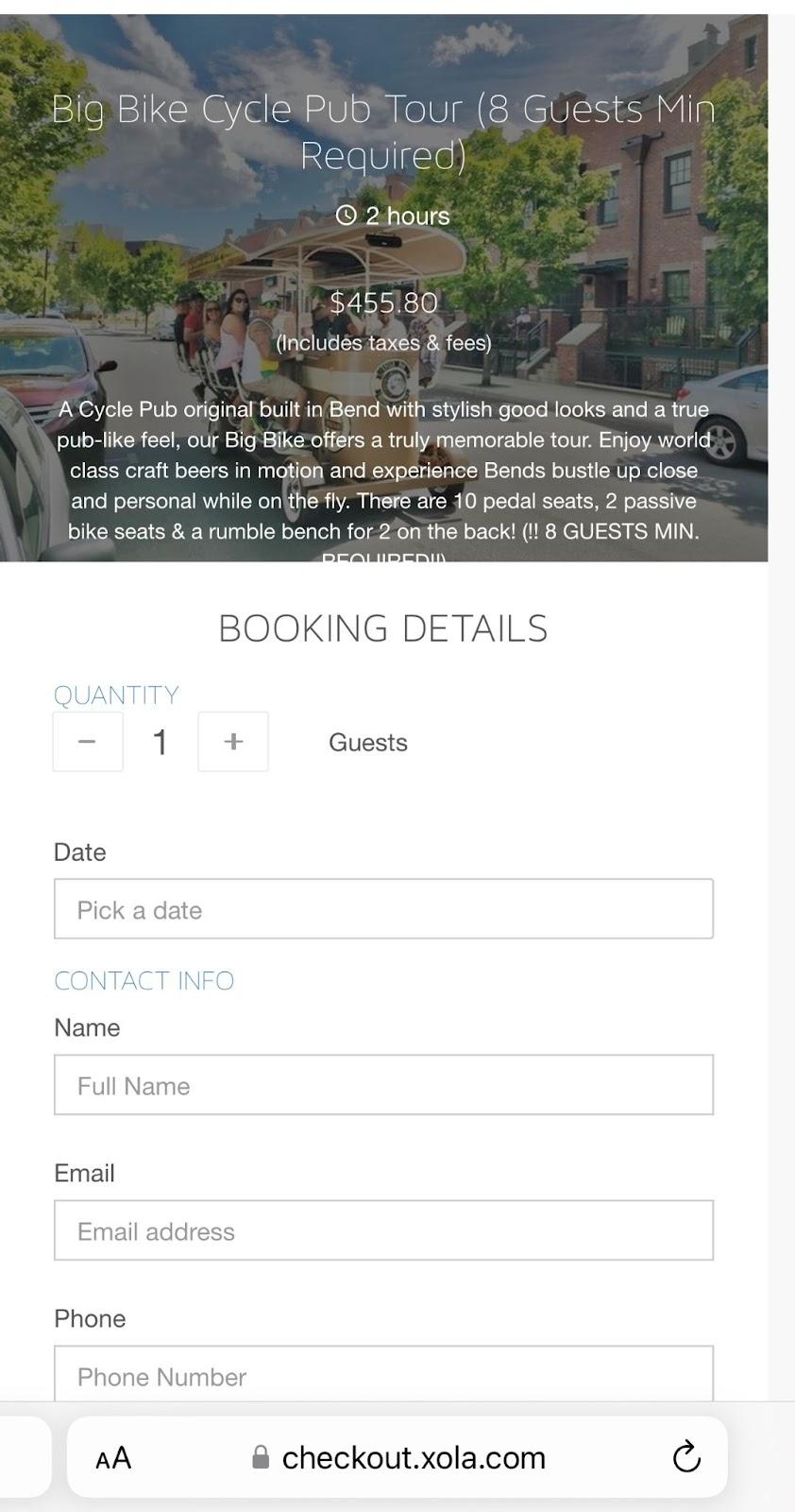 booking details example