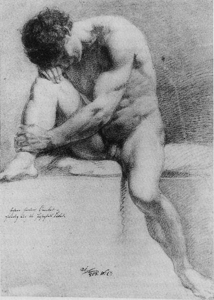 Johann Friedrich Overbeck - Seated male nude