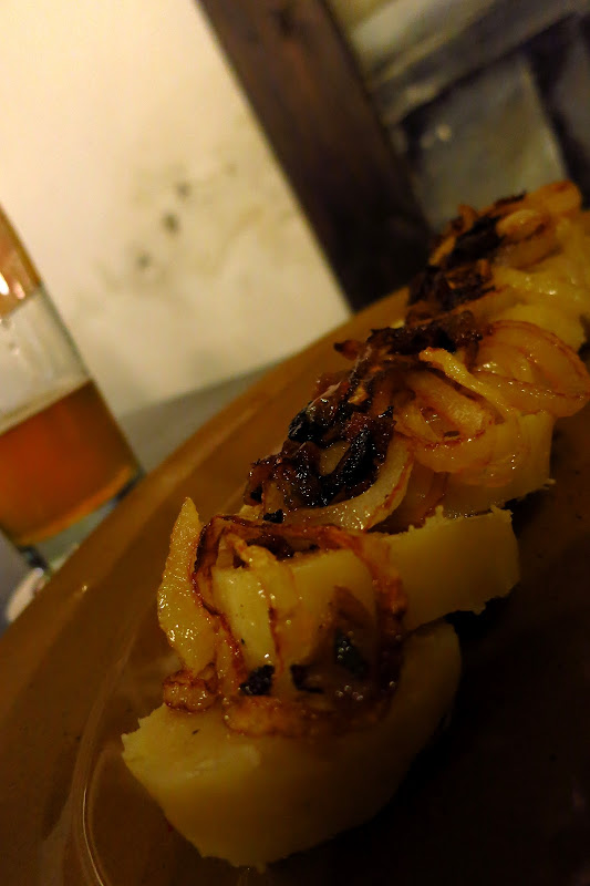Dumplings with carmelized onions