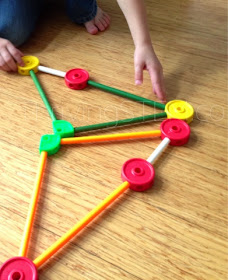 Use Tinker Toys to Discuss shapes with your preschooler