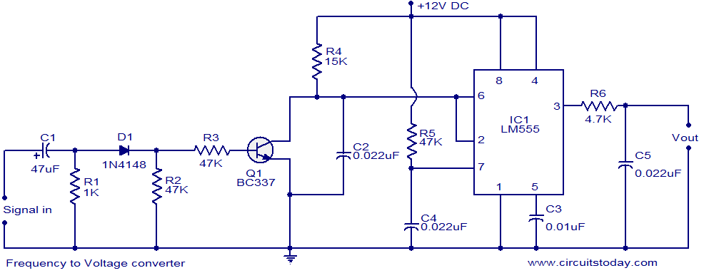 LM555 Timer F to V Converter Circuit and explanation | Electronic ...