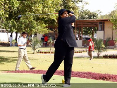 Mrs.Tandon, at the inauguration of the Kensville golf club, off Ahmedabad.