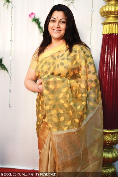 Khushbu attends Anushia and Roy Antony's wedding reception, held in Chennai.