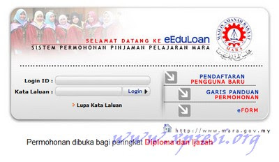 Permohonan Online Pinjaman MARA Diploma dan Ijazah 2012 1