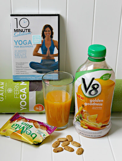 Morning energy from BelVita Bites and V8 Veggie Blends will power me through our new yoga workouts #NewBreakfastRoutine