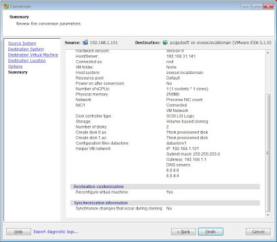 Virtualizar equipo fsico con Linux en VMware ESXi con vCenter Converter Standalone