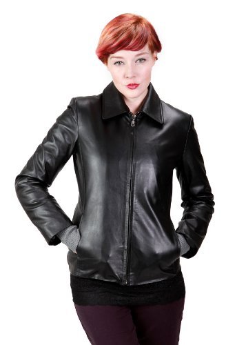 United Face Womens Leather Scuba Jacket, Black, 3X
