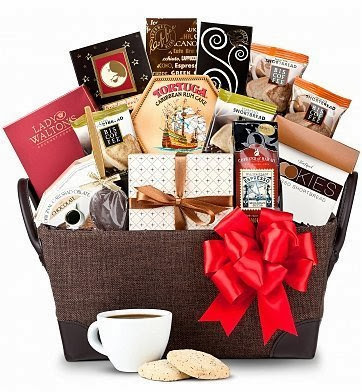 Coffee Coffee Rush Gift Basket- Womens - Holiday Christmas Gift Baskets Ideas. Christmas Gift Present for Her / Woman. Unique Xmas Gift Basket on Sale Assortment for Ladies - Delivery By Mail. For Sale Online Cheap