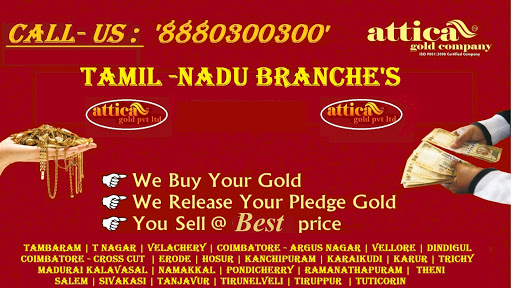Attica Gold - Gold Buyers Karur, 966/170, 3rd Floor, Subba Sai Central, Jawahar Bazaar, Kovai Road, Opp Bus, Stop, Karur, Tamil Nadu 639001, India, Jeweller, state TN