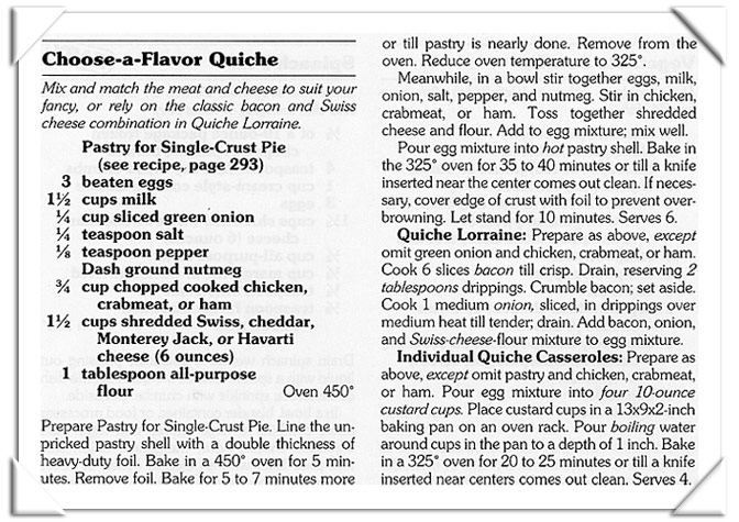 Better Homes And Gardens Choose A Flavor Quiche Better Homes And Gardens Choose A Flavor Quiche