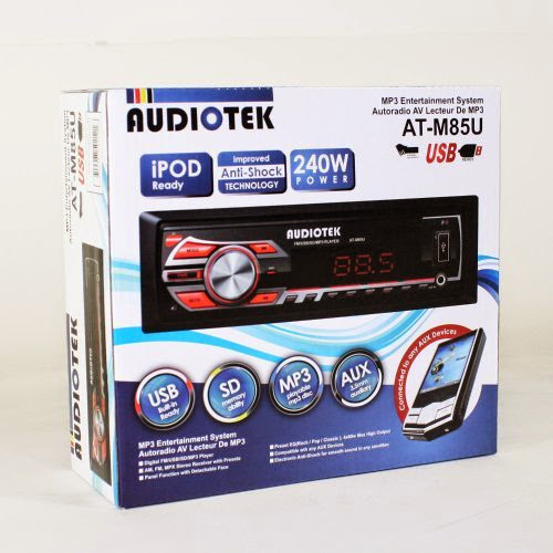  Audiotek - AT-M85U - CAR STEREO MEDIA RECEIVER, MP3 PLAYER USB SD FRONT CHARGER AUX W/ REMOTE CONTROL!