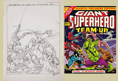 gil+kane+treausry+cover+rough+9+1976+marvel+comics+john+romita+sr.+hulk+bronze+age+spider-man+thor+captain+america.gif